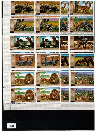 4x Rwanda 1972 - Mnh - Animals - Nature - Birds - Lions - Zebra