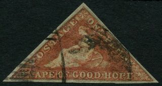Cape Of Good Hope Sg 3a 1853 1d Brownish Red Cape Triangle Cat £375.  00