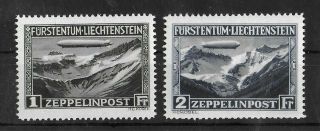 Liechtenstein 1931 Lh Zeppelin Set Of 2 Stamps Michel 114 - 115 Cv €700