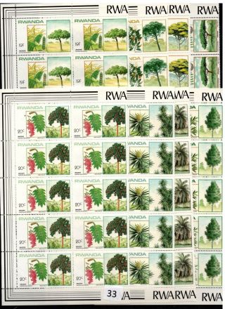 / 10x Rwanda - Mnh - Nature - Trees - Plants - Flowers - 1983