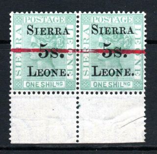 Sierra Leone Fiscal 1884 5/ - Surcharge Marginal Pair Unmounted Sg Cat £64
