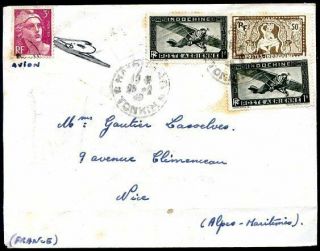 France Indochina To France Air Mail Cover 1949 Vf
