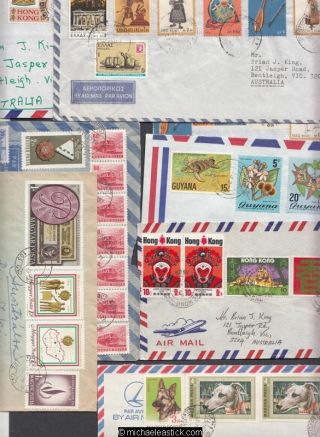 1965 - 78,  8 Covers From Greece (2),  Guyana,  Hong Kong (2) & Hungary (3) To Australia