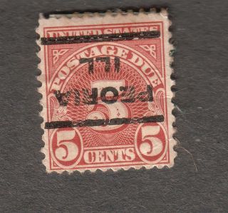Usa Postage Due Stamp 5 Cent Peoria Ill Inverted Invert Precancel
