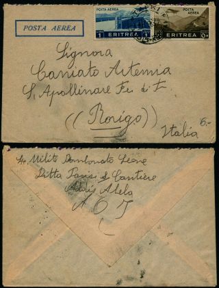 B082 Italy Eritrea Cover Addis Abeba Santo Apollinare 1937