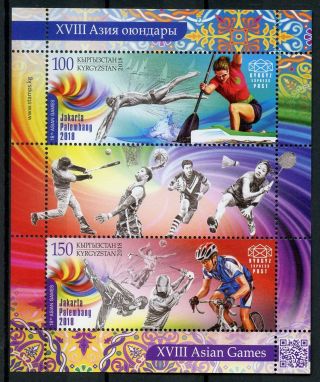 Kyrgyzstan Kep 2018 Mnh Asian Games Indonesia 2v M/s Cycling Golf Sports Stamps