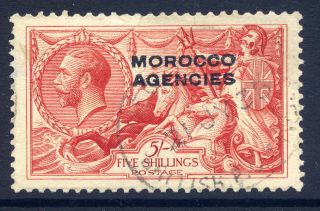 Morocco Agencies (british) 1914 - 31 Seahorse 5/ - Rose - Red Fine Registered