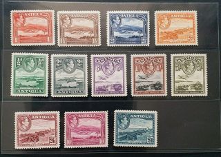 Antigua 1938 Kg Vi 1/2d To £1 Sg 98 - 109 Sc 84 - 95 Pictorial Set 12 Mnh