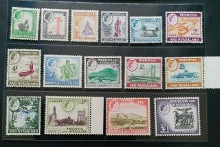 Rhodesia & Nyasaland 1959 Qe Ii 1/2d To £1 Sg 18 - 31 Sc 158 - 171 Set 18 Mnh