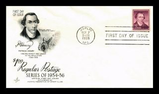 Dr Jim Stamps Us High Value Patrick Henry First Day Cover Scott 1052