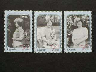 Uganda Stamp Set Of 3 The Queen Mothers 90th Birthday.  Un Mounted.