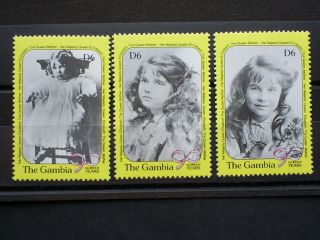 The Gambia Stamp Yellow Set Of 3 The Queen Mothers 90th Birthday.