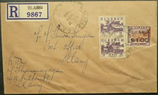 Japanese Occupation Of Malaya Registered Cover Sent Locally In Klang (selangor)