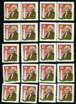 Us 2149 18¢ Washington Monument 20 Stamps Nh Mnh