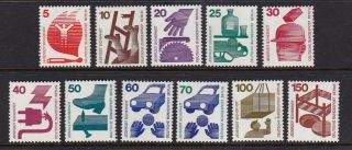 Germany - Berlin,  Sc 9n316 - 25,  1971 - 73 Industrial Accident,  Complete Set Of 11 Mnh