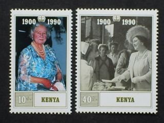 Kenya Stamp Set Of 2.  The Queen Mother 90th Birthday 1900 - 1990.  Un Mounted.