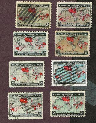 Canada 85 86 Map Stamps F - Vf Shades,  Son Cancels Square Circle Etc (ver28,  10