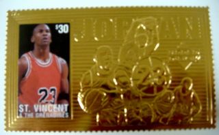 1996 St Vincent Michael Jordan Gold Stamp Upper Deck Basketball Stamps
