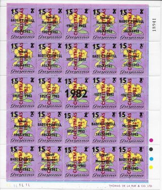 E5998 Guyana Christmas Ovp 1982 Yellow Allamanda Flowers Full Sheet 20 Stamps