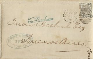 Qv 1874 6d Grey On Lettersheet To Buenos Aires 1878,  Final Reduction,  Lot 10546