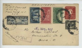 Mr Fancy Cancel Sc 617 - 619 Registered Plainfield Nj Germany 1926 Cvr 1339