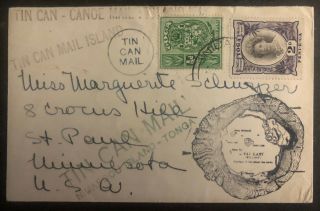 1934 Niuafoou Tonga Toga Tin Can Canoe Mail Cover To St Paul Mn Usa