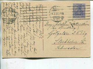 Germany Infla Post,  Card To Sweden 1.  7.  1921