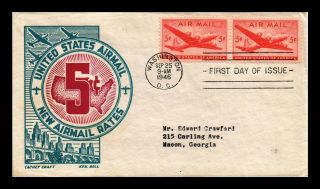 Dr Jim Stamps Us 5c Air Mail Cachet Craft First Day Cover Pair Scott C32