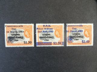 Qeii British Guyana Independence Day Overprint Railway Stamps Umm