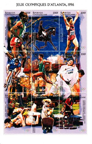 Central Africa 1996 Summer Olympic,  Atlanta 1996,  Mnh,  Perf.  S/s 3