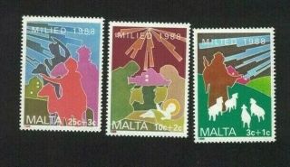 1988 Malta Xmas Sg 839/41 Set 3 Muh