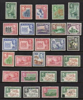 Fiji 1938 - 55 Group Of 28 M.  With Gum Looking No Hidden Faults