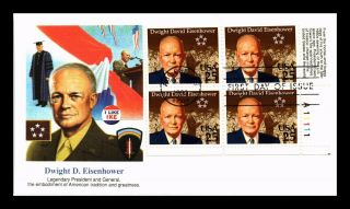 Dr Jim Stamps Us Dwight D Eisenhower 25c First Day Cover Plate Block