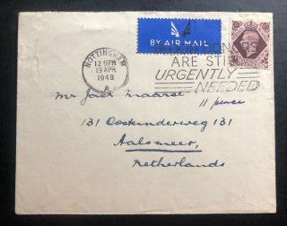 1948 Nottingham England Airmail Cover To Aalsmer Netherlands 2