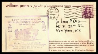 724 - 3 Cent William Penn Fdc October 24,  1932 Castle Heinrich Cachet