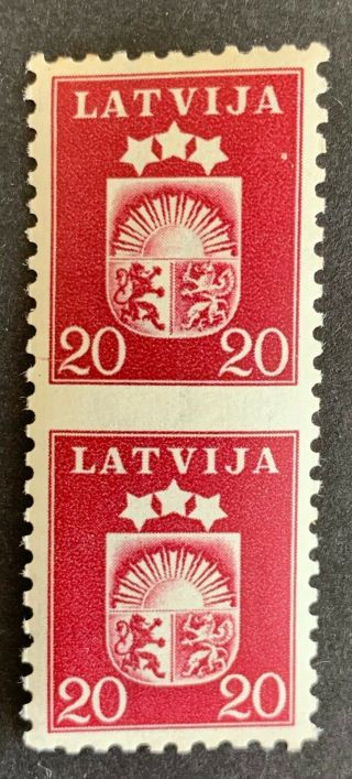 Latvia,  Latvija Sc 224; Mi 287 Mh/ Vertical Pair,  Imperf.  Between