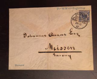 1892 German Offices In China Cover - 20pf Blue Shanghai - Saxony Forerunner