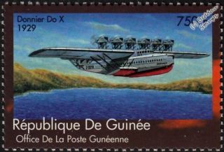 1929 Dornier Do - X Flying Boat Seaplane Airliner Aircraft Stamp (2002 Guinea)
