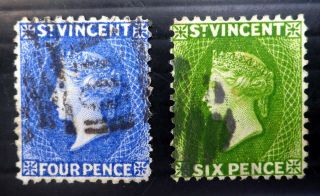 St Vincent 1882/3 Sg43x & 44 Cat £324 Bm152