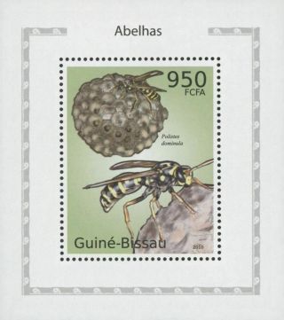 Guiné - Bissau Bees Polistes Dominula Miniature Souvenir Sheet Mnh