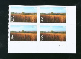 2001 Airmail Plate Block C136 Mnh Us Stamps Nine - Mile Prarie,  Nebraska