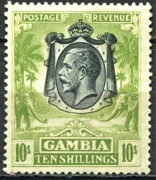 Gambia 1922 Issue,  Sg 142,  10s Sage Green,  Hinged,  Cv £85