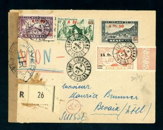 French Ivory Coast Registered 1945 Cover Censor To Switzerland (s089)