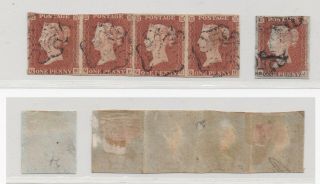 Lot:31171 Gb Qv 1841 1d Red Brown Imperf Strip Of 4 And Single