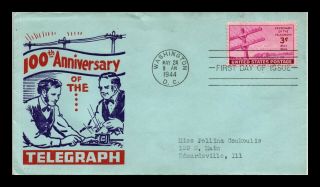 Dr Jim Stamps Us Telegraph Centennial First Day Cover Scott 924