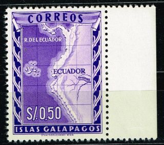 Galapagos Islands Ecuador Map Stamp 1963 Mnh