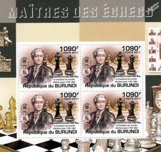 Chess World Champions / Grandmasters Stamp Sheet 3 Of 5 (2011 Burundi)