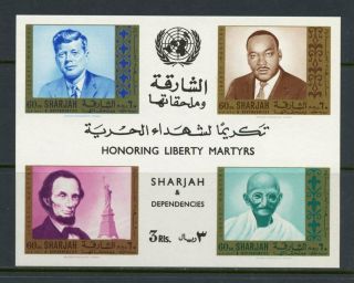 Sharjah Martyrs Sheet With.  Kennedy,  Lincoln,  Gandhi & Ml King,  Jr.  Nh