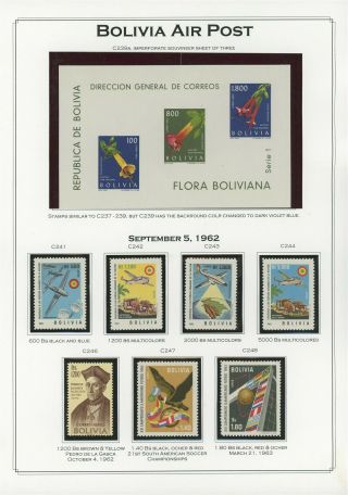 Bolivia Air Post Album Page Lot 20 - See Scan - $$$
