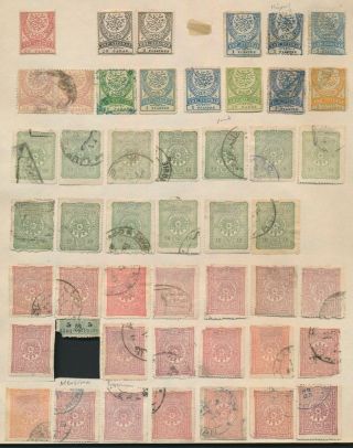 TURKEY STAMPS 1876 - 1898 3 ALBUM PAGES,  ACCUMULATION INCS ISMID & MEDANYA 4